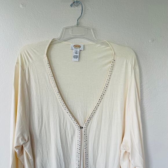 Talbots Size 1X Bling Collar 1 Button Cardigan Ivory - Picture 3 of 15